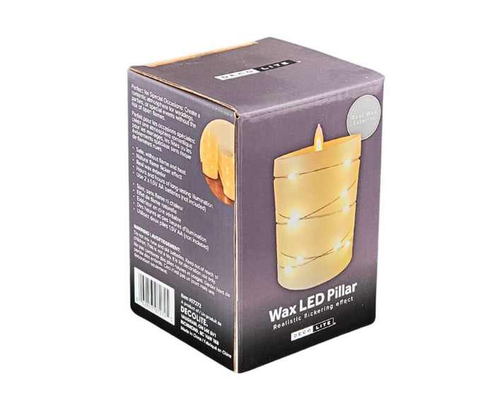Deco Lite - LED Pillar w/String Lights - 3x3.9