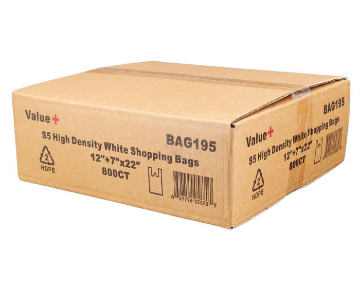 Value+ - S5 High Density - White Shopping Bags