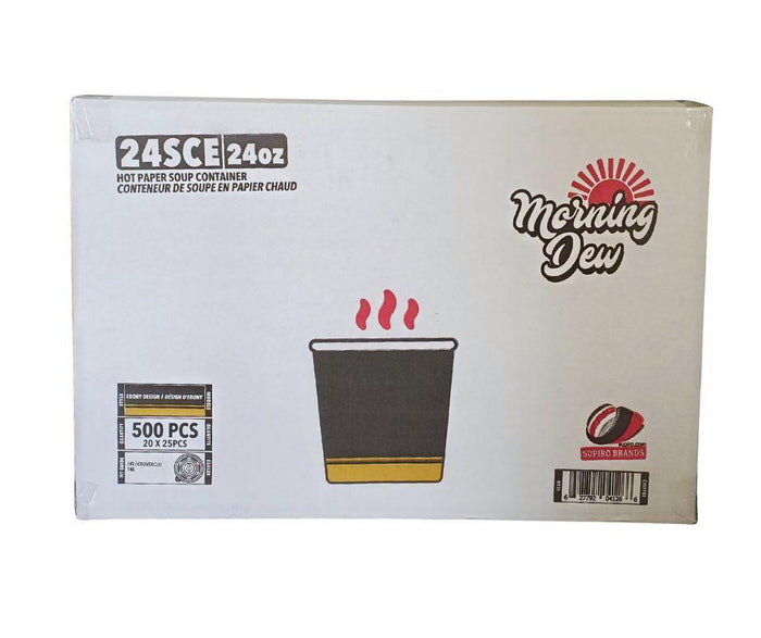 Morning Dew - 24 oz Paper Soup Container - Ebony Print - 24SCE