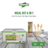 Eco-Craze - Disposable Bamboo 6pcs Cutlery Kit - K/F/S/N/SP NBB-M611 Eco-Craze - Disposable Bamboo 6pcs Cutlery Kit - K/F/S/N/SP NBB-M611