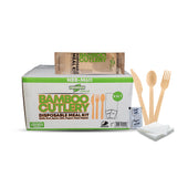 Eco-Craze - Disposable Bamboo 6pcs Cutlery Kit - K/F/S/N/SP NBB-M611 Eco-Craze - Disposable Bamboo 6pcs Cutlery Kit - K/F/S/N/SP NBB-M611