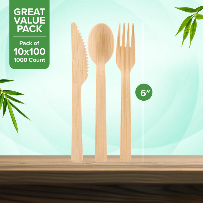 Eco-Craze - Disposable Bamboo 6pcs Cutlery Kit - K/F/S/N/SP NBB-M611