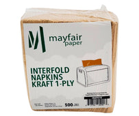 Mayfair - 1 ply Interfold Napkins 1/4 Fold - Kraft - INAP01K Mayfair - 1 ply Interfold Napkins 1/4 Fold - Kraft - INAP01K