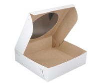 EB - White Cake Boxes - W/Window - 9x9x2.5 (Pie Box)