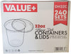 Value+ Translucent Plastic Deli Containers with Lids - 32oz