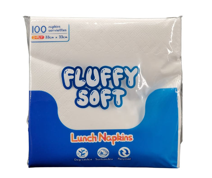 Fluffy Soft - Lunch Napkins - 2 ply - White