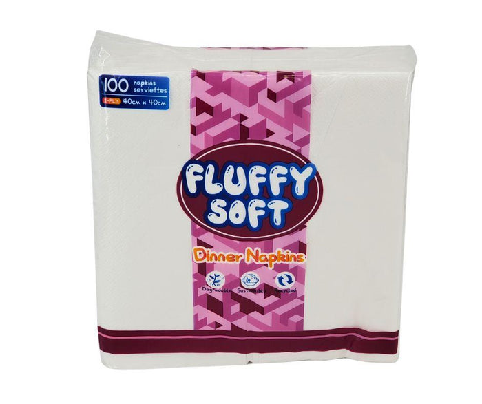 Fluffy Soft - Dinner Napkins - 2 ply - White