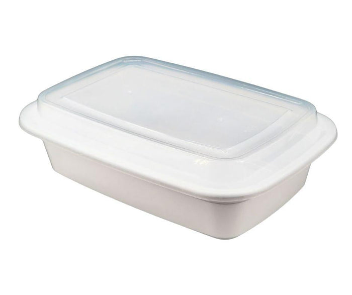 Value+ - 38oz Rectangular White Plastic Container