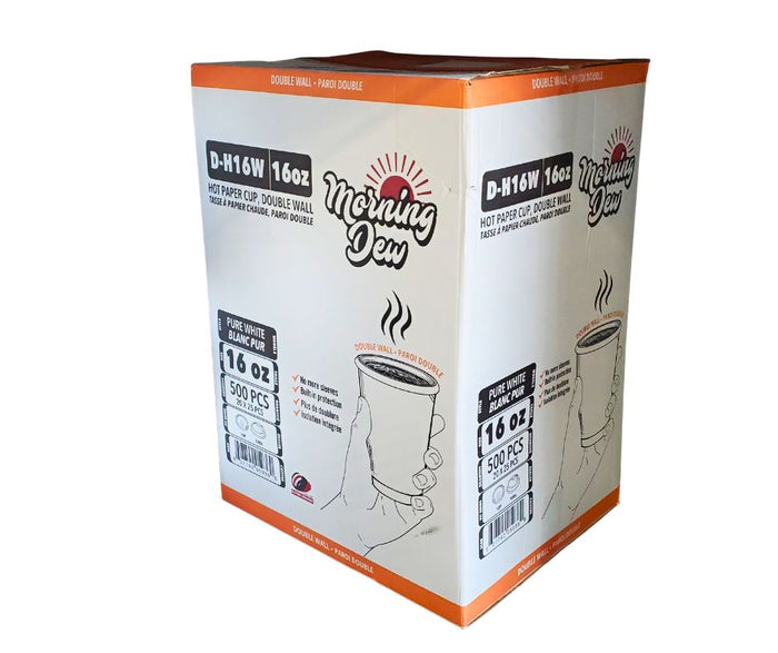 Morning Dew - 16oz Hot Paper Cup - Double Wall - White - D-H16W