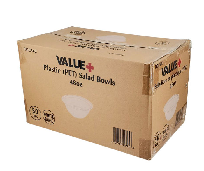 Value+ - 48oz Salad Bowl - PET - White