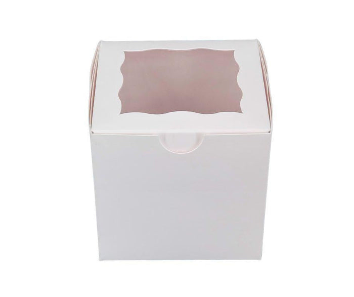 EB - Cup Cake Box with Window - White - 4x4x4