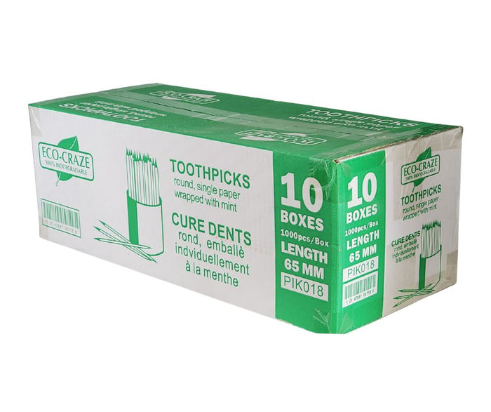 Eco-Craze - Bamboo Toothpick - Mint - Paper Wrap - P2-65M