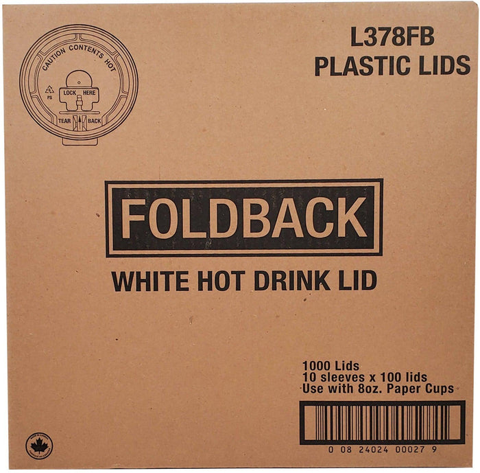 CLR - Amhil - Fold Back Lid for 8oz Hot Cup - White - L378FB