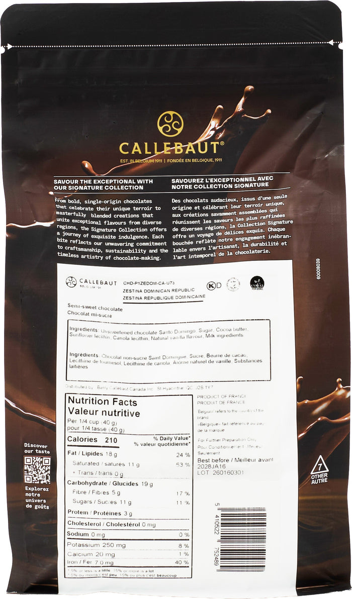 Callebaut- Zestina Dominican Callet Dark Chocolate