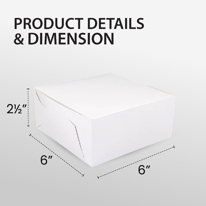 EB - White Cake Boxes - 6x6x2½