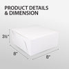 EB - White Cake Boxes - 8x8x3½