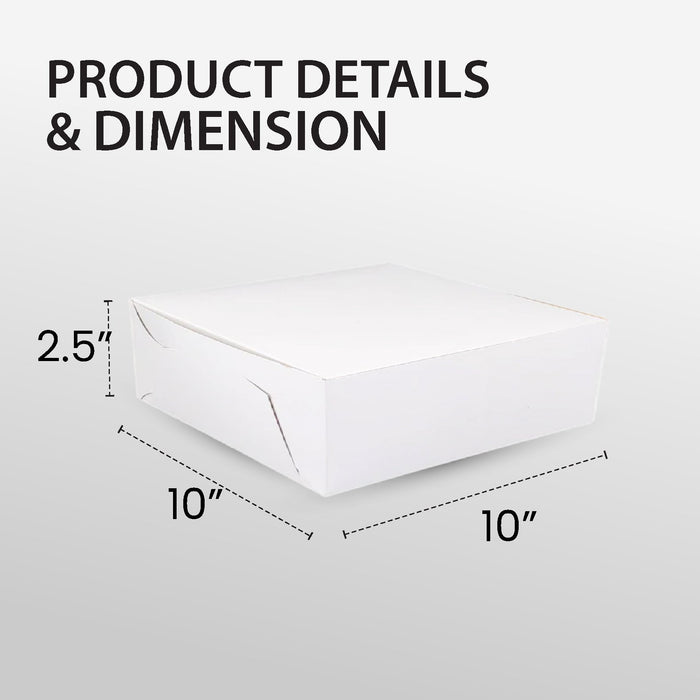 EB - White Cake Boxes - 10x10x2.5