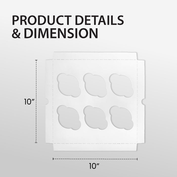 EB - 10 x 10 x 4 - 6 Cupcake Insert - White - 5282I