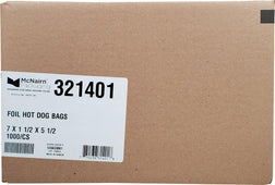 McNairn - Plain Foil Hot Dog Bags - 7x1.5x5 McNairn - Plain Foil Hot Dog Bags - 7x1.5x5