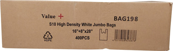 Value+ - S10 Jumbo High Density - White Shopping Bags Value+ - S10 Jumbo High Density - White Shopping Bags