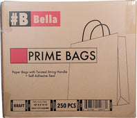 Prime Bags - Bella - Self Adhesive Paper Bags with Twisted Handles - 10x5x13 Prime Bags - Bella - Self Adhesive Paper Bags with Twisted Handles - 10x5x13