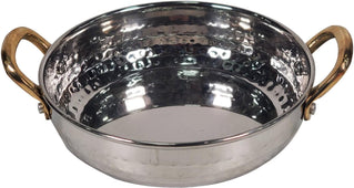 Fry Pan SS Hammered 450Ml No.3 With 2 Gold Handles, 15cm Fry Pan SS Hammered 450Ml No.3 With 2 Gold Handles, 15cm