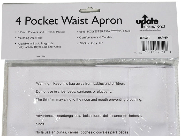 4 Pocket Waist Apron White
