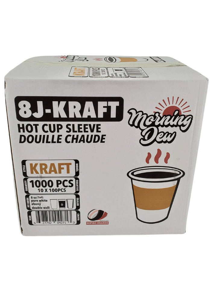 Morning Dew - Hot Cup Sleeves for 8 oz Tall Hot Paper Cups - Kraft - 8J-Kraft