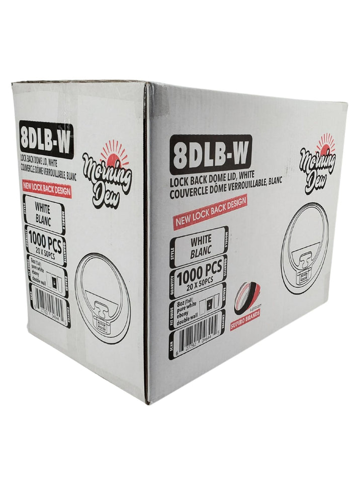 Morning Dew - Lock Back, Dome Sip Lid for 8 oz Tall Hot Paper Cups - White