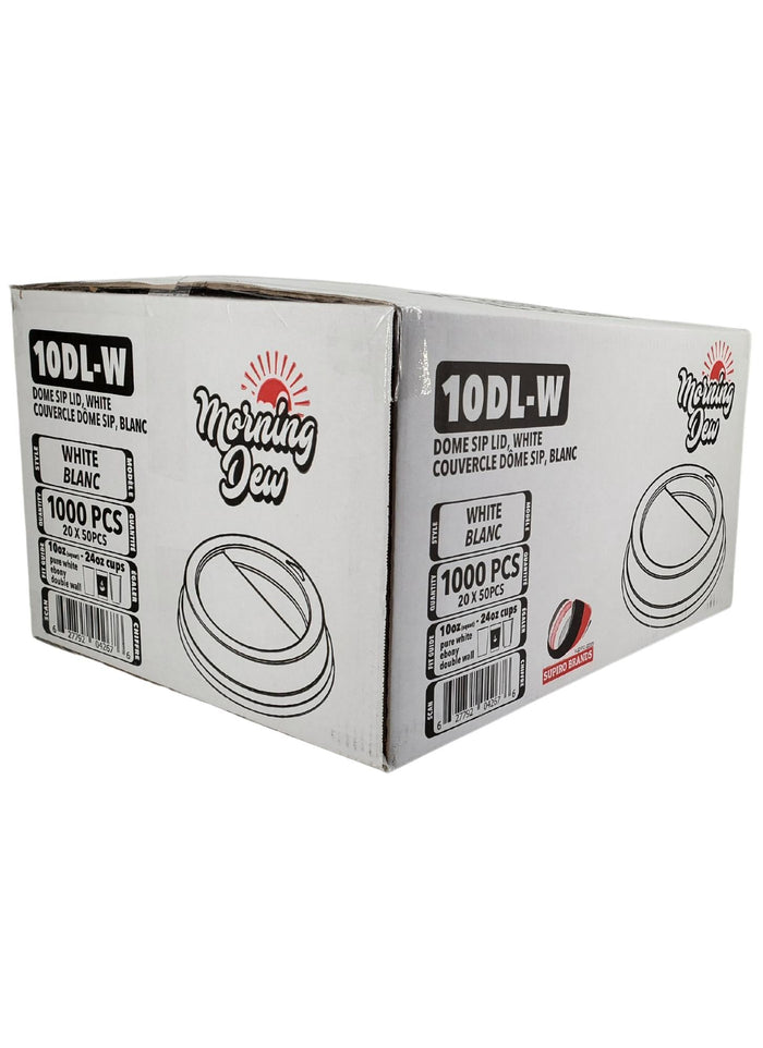 Morning Dew - Dome Sip Lid for 10-24 oz Hot Paper Cups - White - 10DL-W
