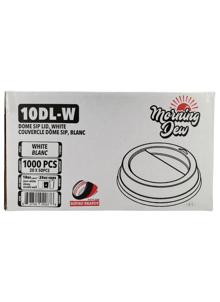 Morning Dew - Dome Sip Lid for 10-24 oz Hot Paper Cups - White - 10DL-W