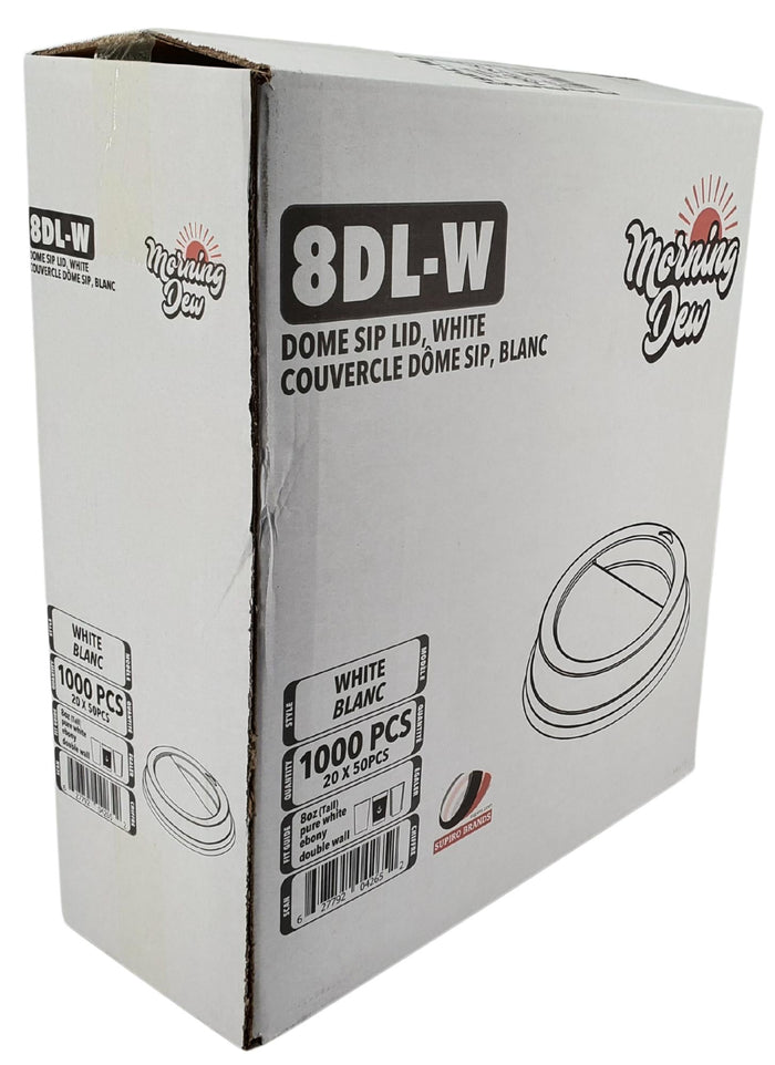 Morning Dew - Dome Sip Lid for 8 oz Tall Hot Paper Cups - White - 8DL-W