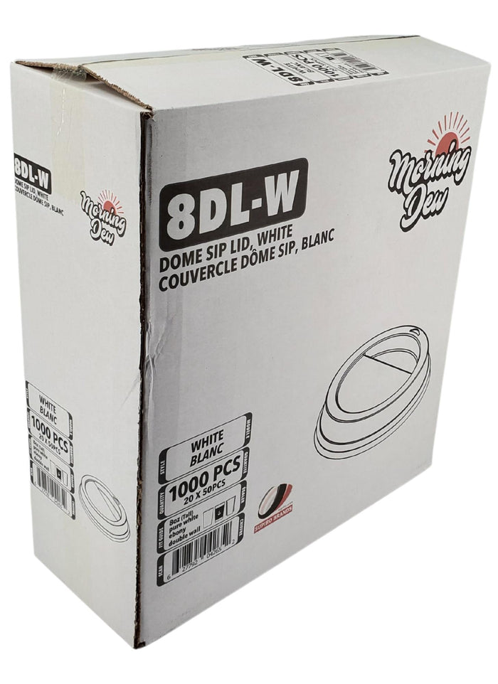 Morning Dew - Dome Sip Lid for 8 oz Tall Hot Paper Cups - White - 8DL-W