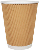 Morning Dew - 12 oz Tall Hot Paper Cup - Ripple - Kraft - RC-H12TK Morning Dew - 12 oz Tall Hot Paper Cup - Ripple - Kraft - RC-H12TK