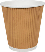 Morning Dew - 10oz Squat Hot Paper Cup - Ripple - Kraft - RC-H10SK Morning Dew - 10oz Squat Hot Paper Cup - Ripple - Kraft - RC-H10SK