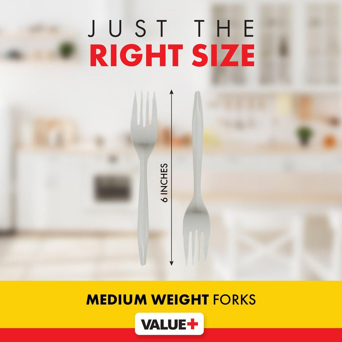 Value+ - Plastic Forks - White - Bulk - B1001