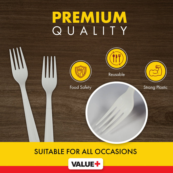 Value+ - Heavy - Plastic Forks - White - Retail Pack - RP2001