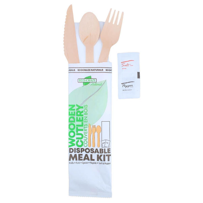 Eco-Craze - Wrapped 6pc Wooden Cutlery Kit (F/K/S/N/S/P)