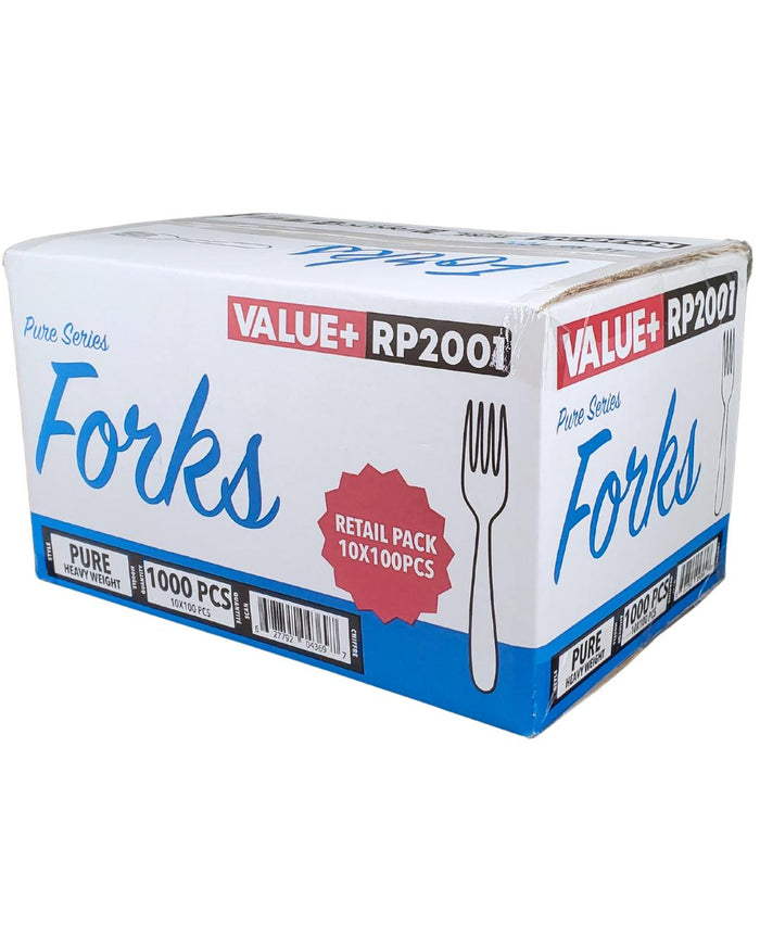 Value+ - Heavy - Plastic Forks - White - Retail Pack - RP2001