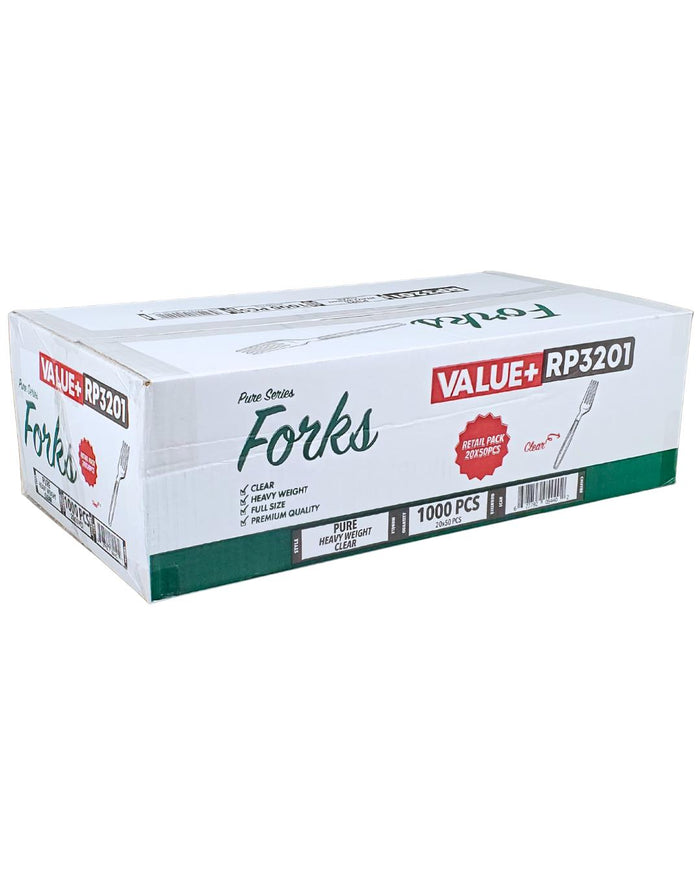 Value+ - Heavy - Plastic Forks - Clear - Retail Pack - RP3201