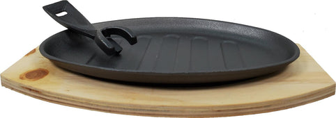 Cast Iron Platter 28x17 cm - w/Pick & Wood Cast Iron Platter 28x17 cm - w/Pick & Wood