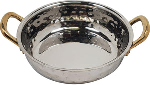 Fry Pan SS Hammered 300Ml No.2 With 2 Gold Handles, 13.5cm Fry Pan SS Hammered 300Ml No.2 With 2 Gold Handles, 13.5cm