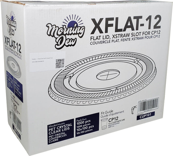 Morning Dew - X Slot Flat Lids - For 12oz Cup Only-92mm