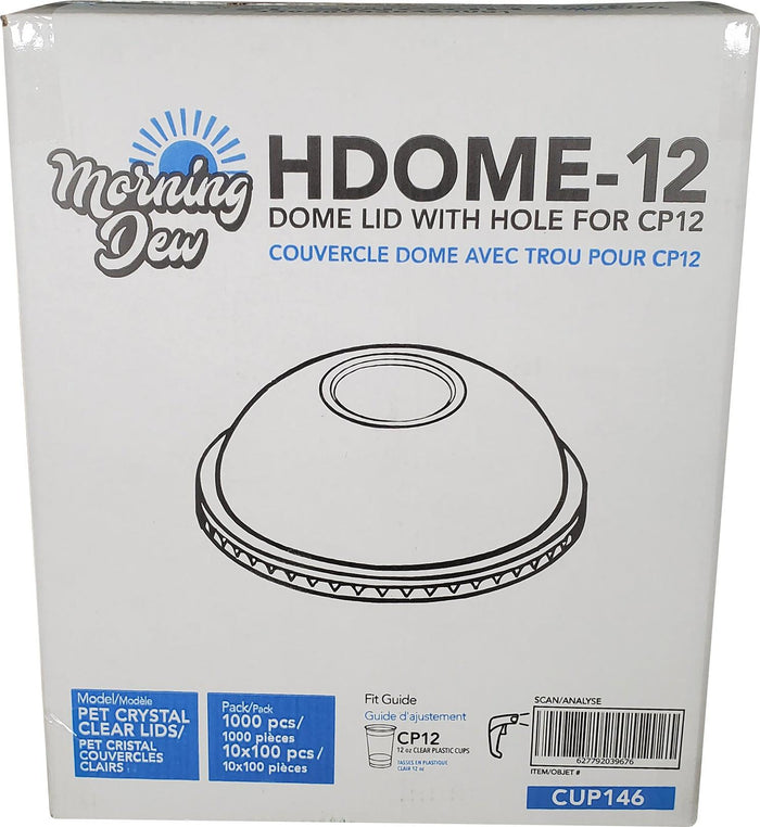 Morning Dew - Dome Lids with Hole - For 12oz Cup Only - 92mm