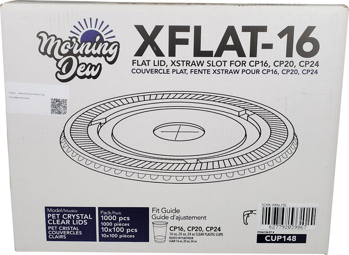 Morning Dew - Clear Flat Lid - 16-24oz Cup - 98mm - XFLAT-16