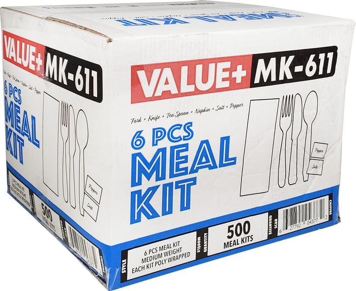 Value+ MK-611 6-Piece Medium Weight Meal Kit (F/K/TS/N/S&P) - White