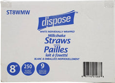 Value+ - 10'' Ind. Wrapped Milkshake Straws – White – Plastic - 6 mm Value+ - 10'' Ind. Wrapped Milkshake Straws – White – Plastic - 6 mm