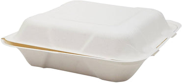 Eco-Craze - 8x8 Bagasse Clamshell Container Eco-Craze - 8x8 Bagasse Clamshell Container