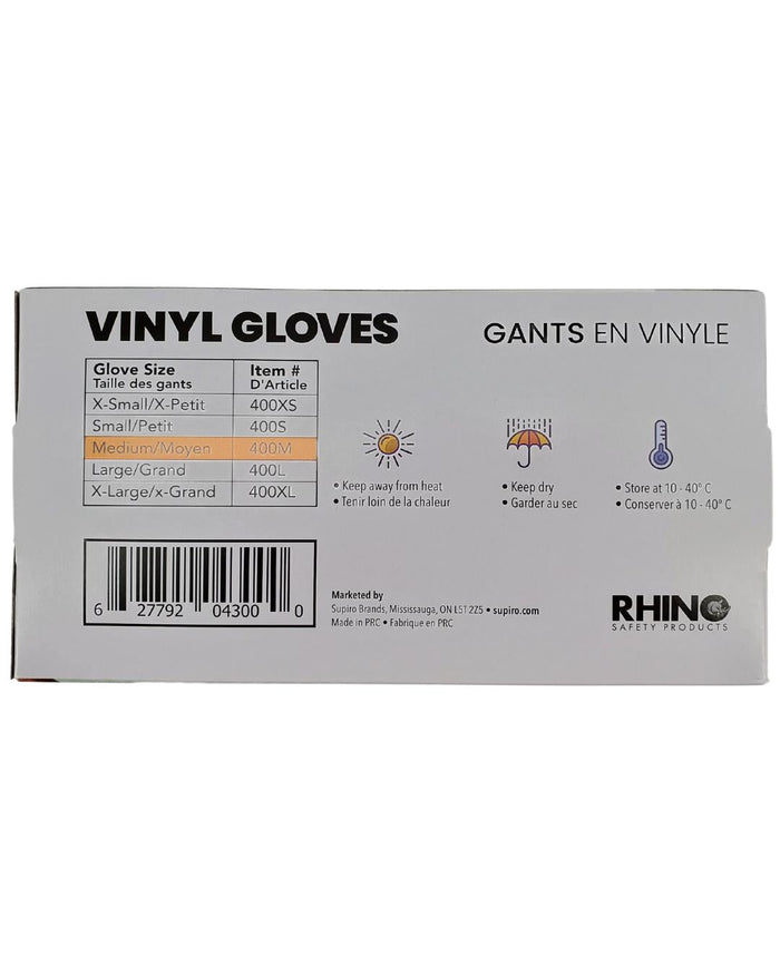 Rhino - VC4 - Clear Vinyl Gloves - Medium - 400M