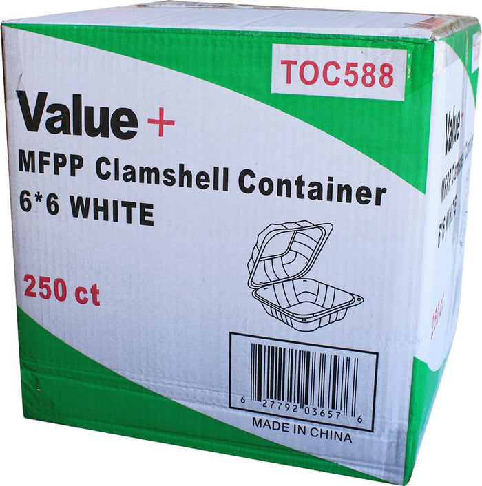 Eco-Craze MFPP Clamshell Container 6x6x2.6